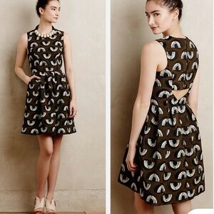 Anthropologie Hunter Dixon by Hunter Bell Adette Dress Olive Green Black Sz 2